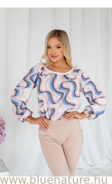 PETRA felső - Kék-drapp hullám