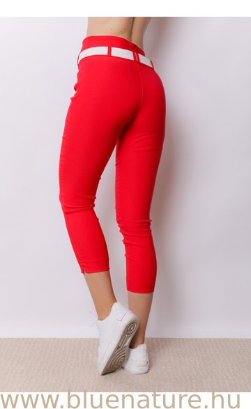 Dupla derékpánttal díszített 3/4-es magasított nadrág EDINA - Piros