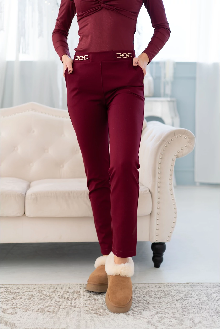 MARYLAND nadrág  - Bordó/Aranylánc 